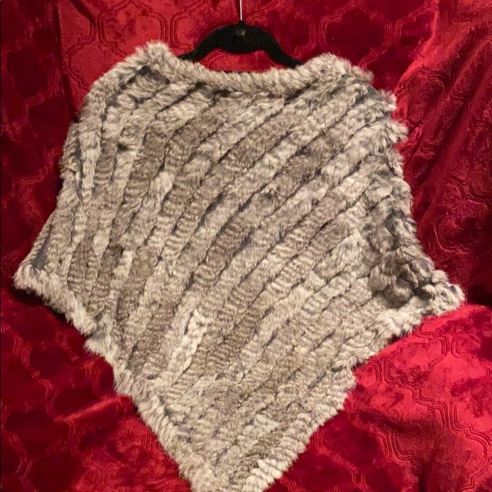 Beautiful gray rabbit fur shawl